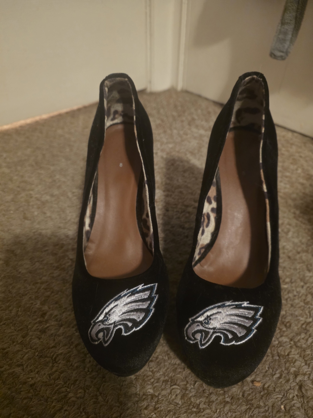 Black Philadelphia Eagles Women's Heels